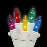 100 Multi Color Lights White Wire 46Ft. Christmas Set - BulbAmerica