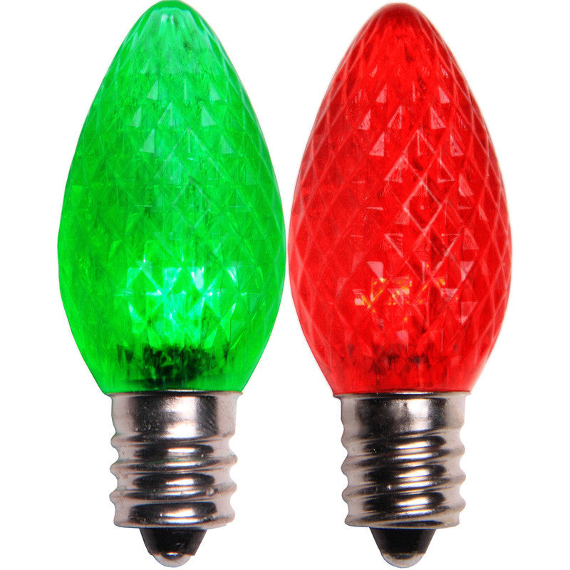 C7 LED Christmas Lamp Color Change Red Green Light - 25 Bulbs