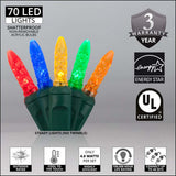 70 M5 LED Multicolor Lights red blue amber green gold and Green Wire - BulbAmerica