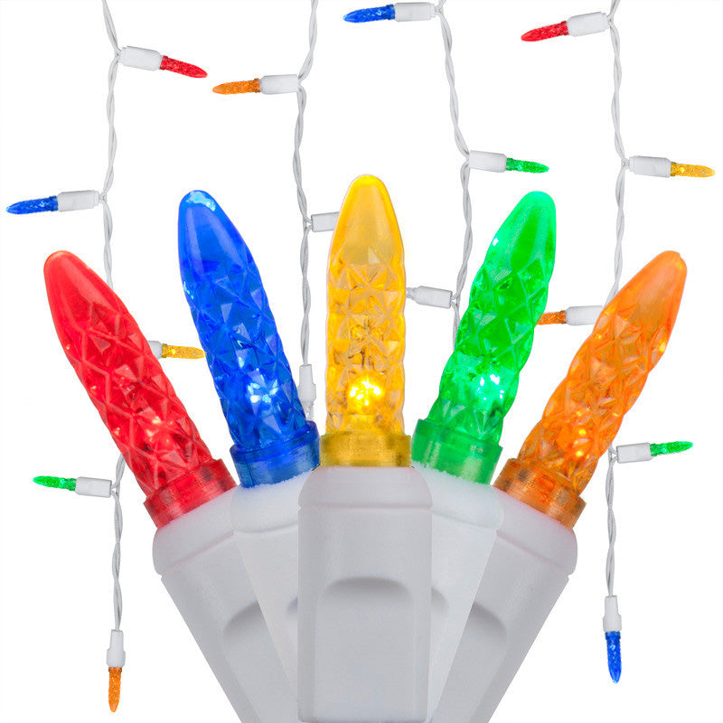 70 Multicolor M5 LED Icicle Light Set with White Wire