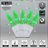 70 Green M5 LED Icicle Light Set with White Wire_1