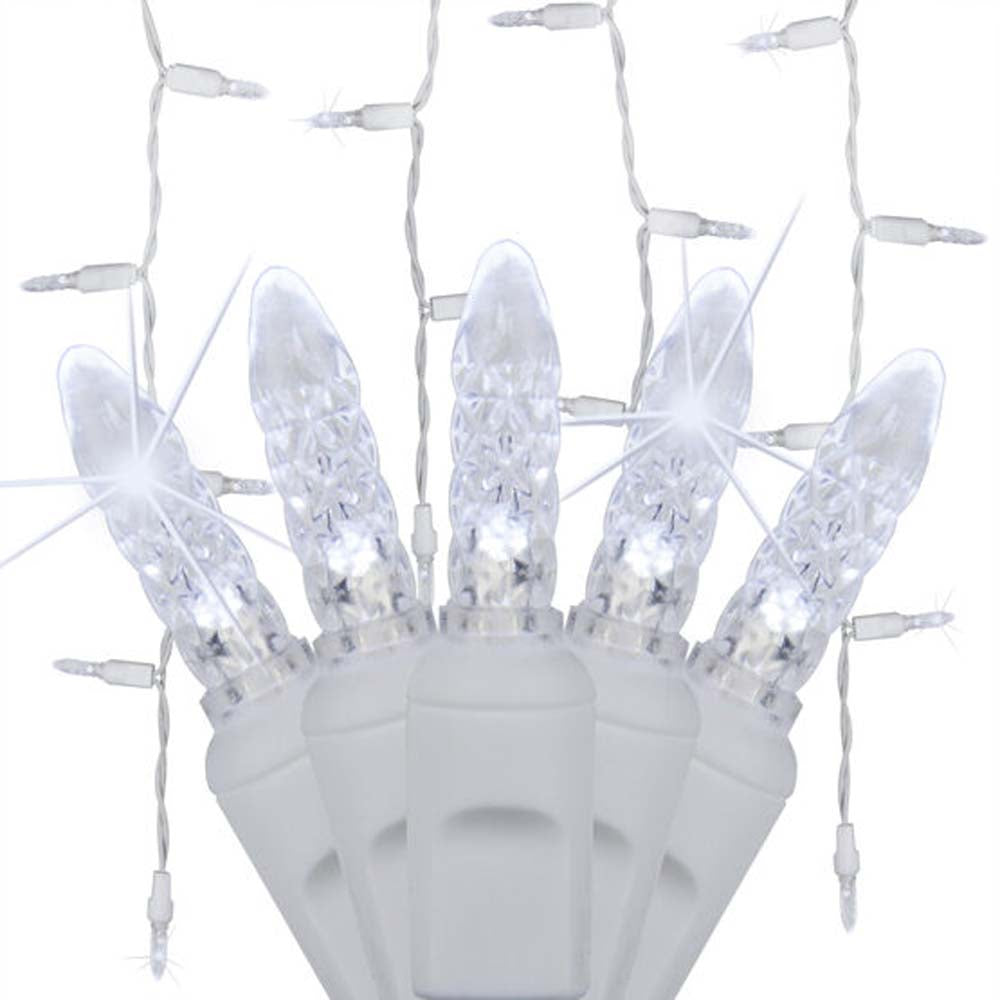 70 Cool White Twinkle M5 LED Icicle Light Set with White Wire