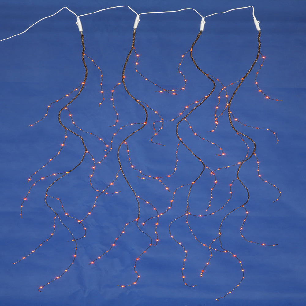 288 LED 6 ft. 4 orange Angel Tear Drops Christmas Lights Black Wire