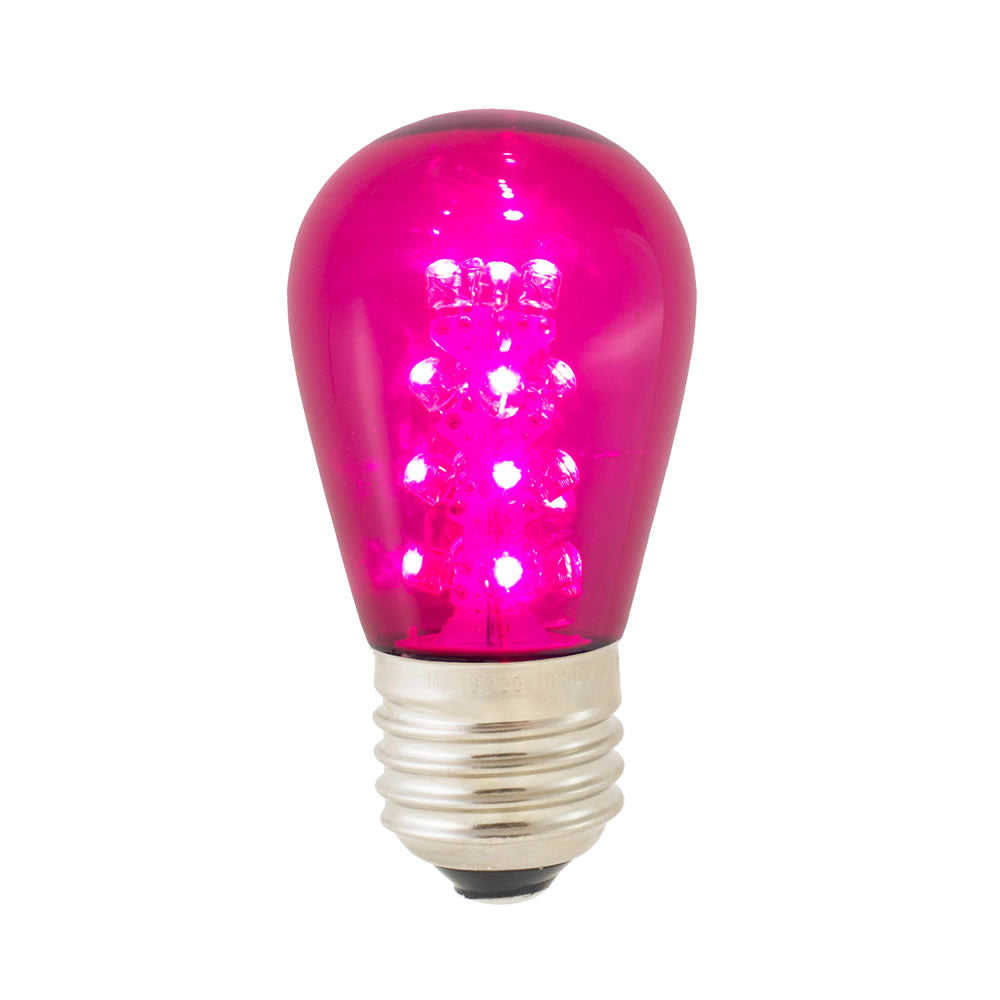 5Pk - Vickerman 1.3w 130v E26 S14 Pink LED Transparent Christmas Light Bulb