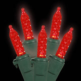 70 Red M5 Mini LED Lights Green Wire 36Ft. Christmas set - BulbAmerica