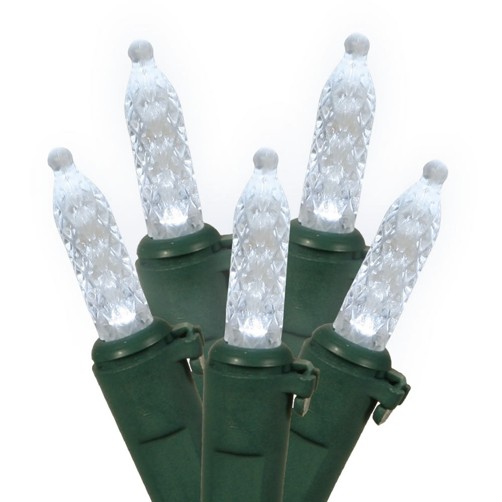 70 Pure White LED Lights / Green Wire 9Ft. Icicle Christmas Light Set