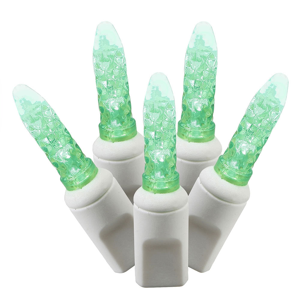 70Lt Green LEd /White Wire M5 Twinkle Icicle 9'L