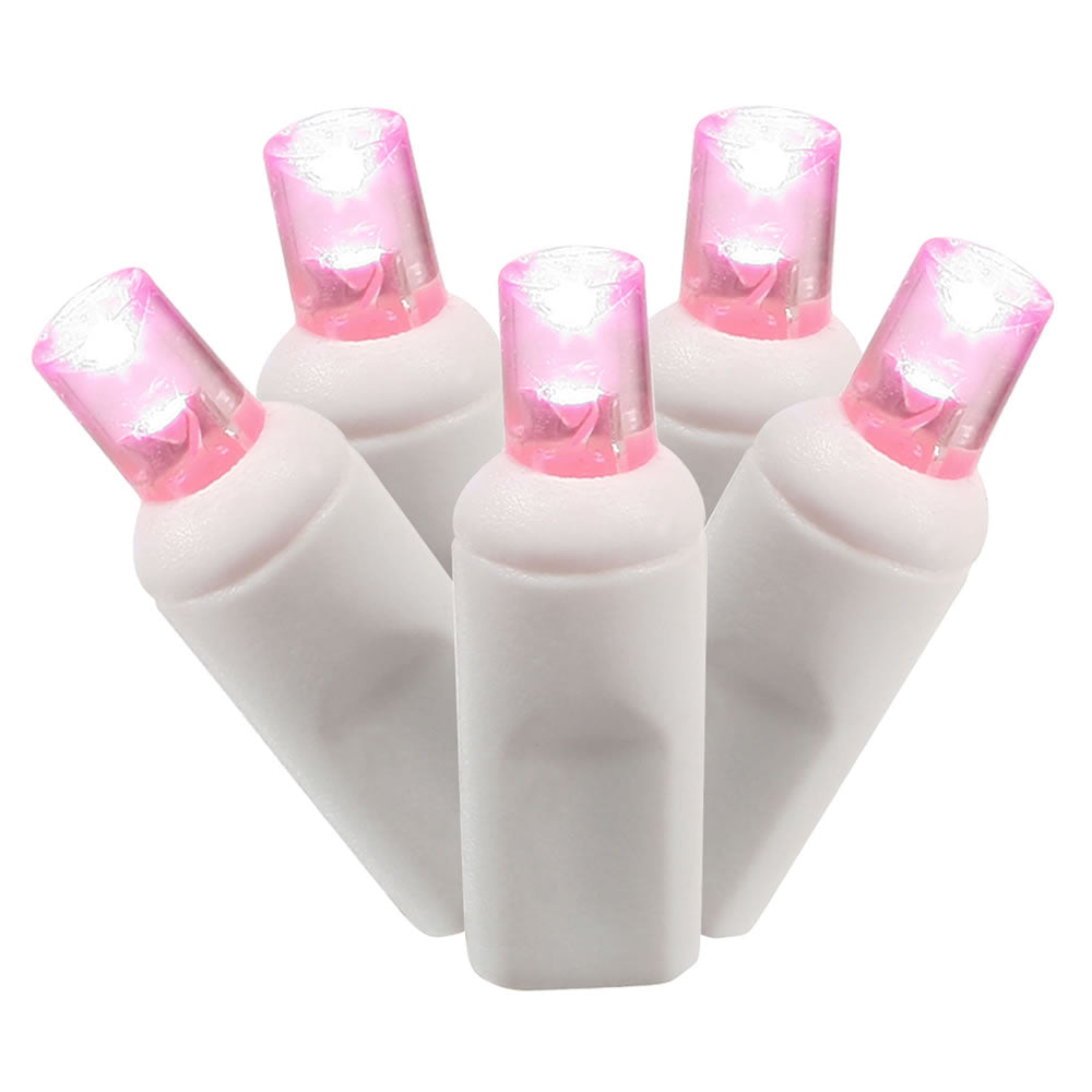 100Lt Pink LED / White Wire WA EC Set 6in. Sp 50 ft.