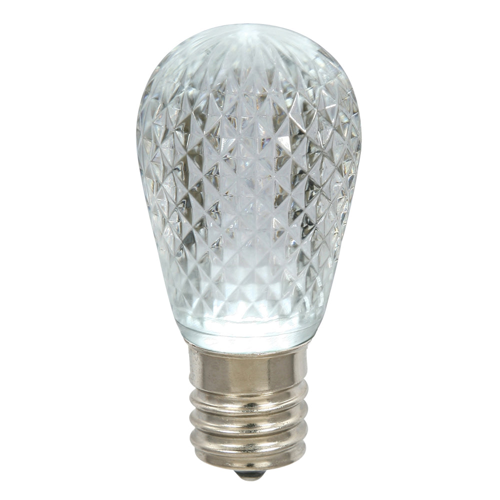 25 Pack - 0.96W 11S14 Faceted Pure White LED Replacement Christmas Light Bulb