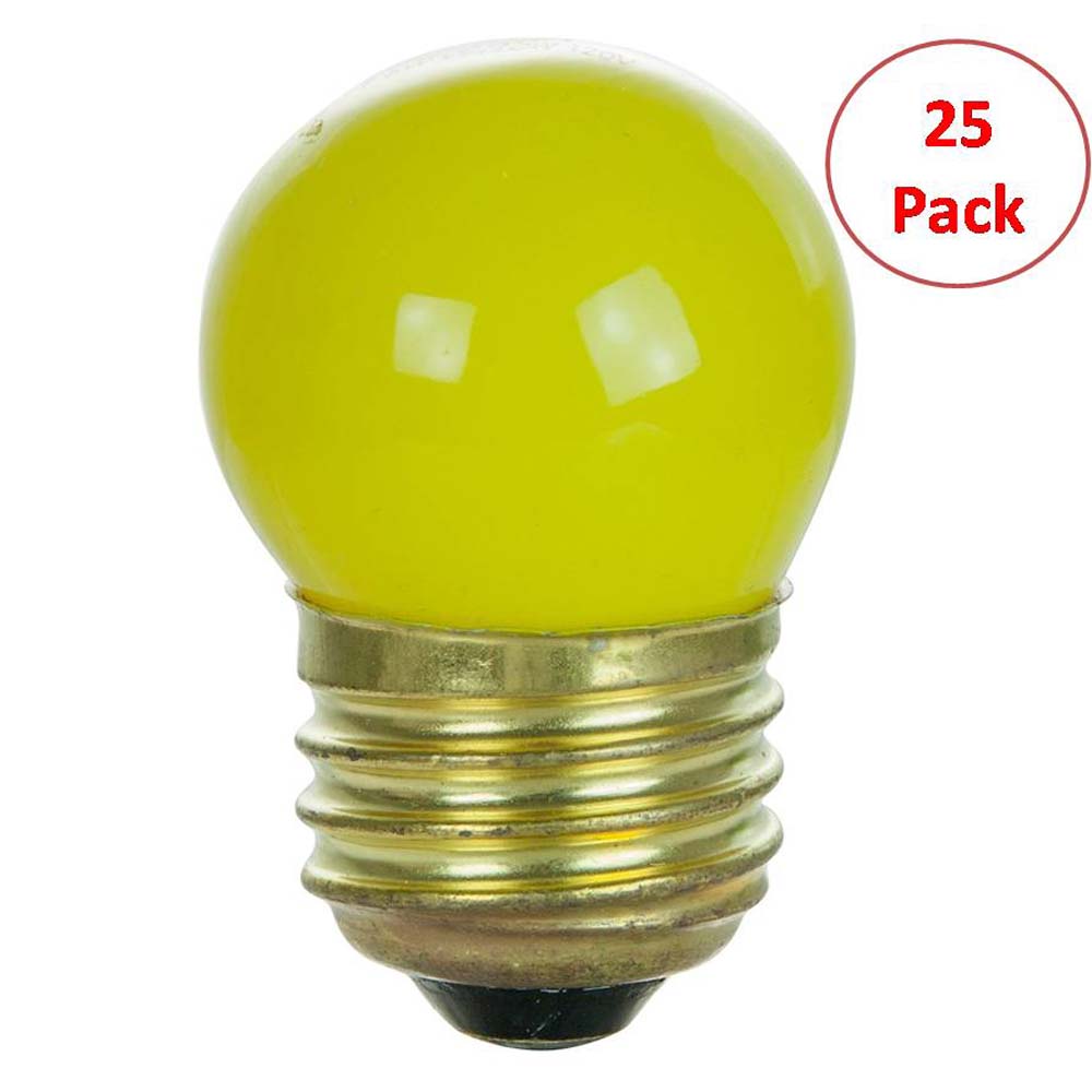 25Pk - Sunlite 7.5w S11 120v E26 Medium Base Ceramic Yellow Colored Light Bulb