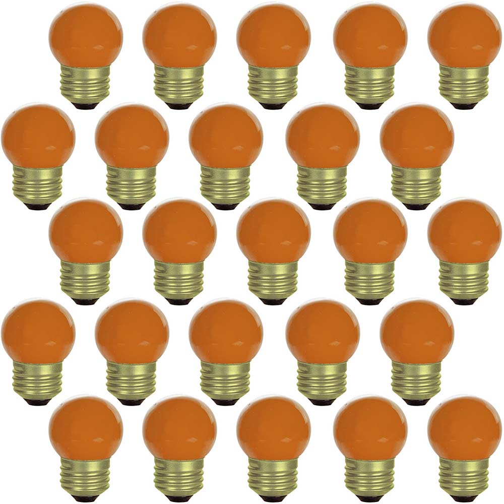 25Pk - Sunlite 7.5w S11 Colored Indicator Medium Base Ceramic Orange Light Bulb