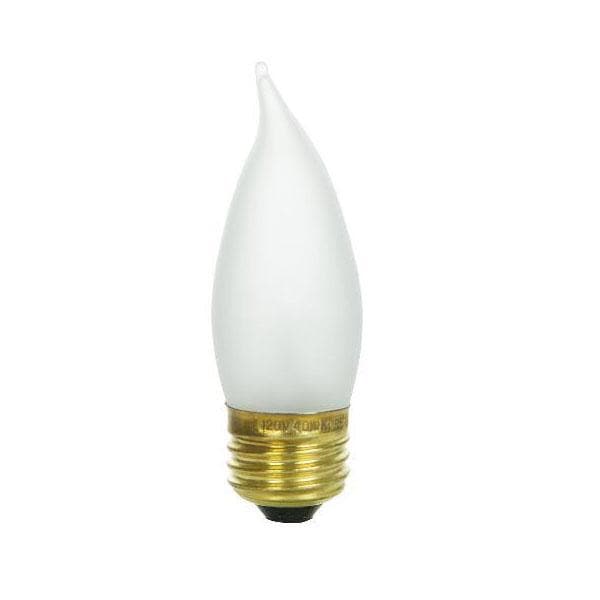25Pk - 25w 130v Candelabra E26 base Flame Frost bulbs