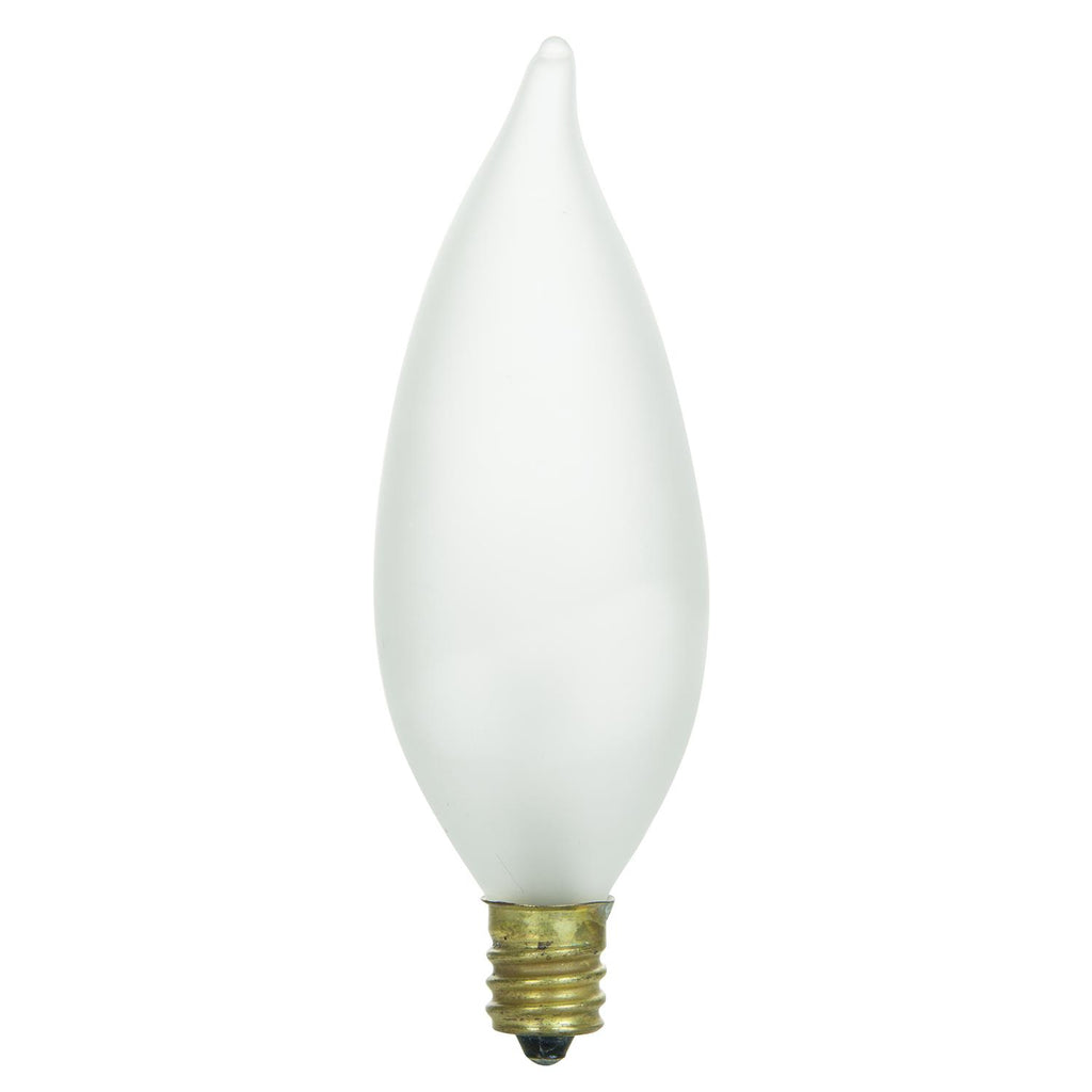 2Pk - SUNLITE 60w Candelabra Flame Tip Chandelier Frost Incandescent Bulb