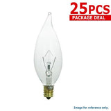 25 pcs. 40w 120v Krypton Candelabra Flame bulbs - BulbAmerica