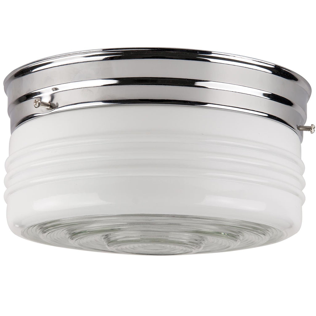 SUNLITE 8in Energy Saving Drum Fixture, Chrome Finish, Semi Frosted Drum