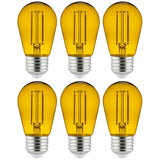 6Pk - 2 watts Yellow LED Filament S14 Sign Clear Dimmable Light Bulb