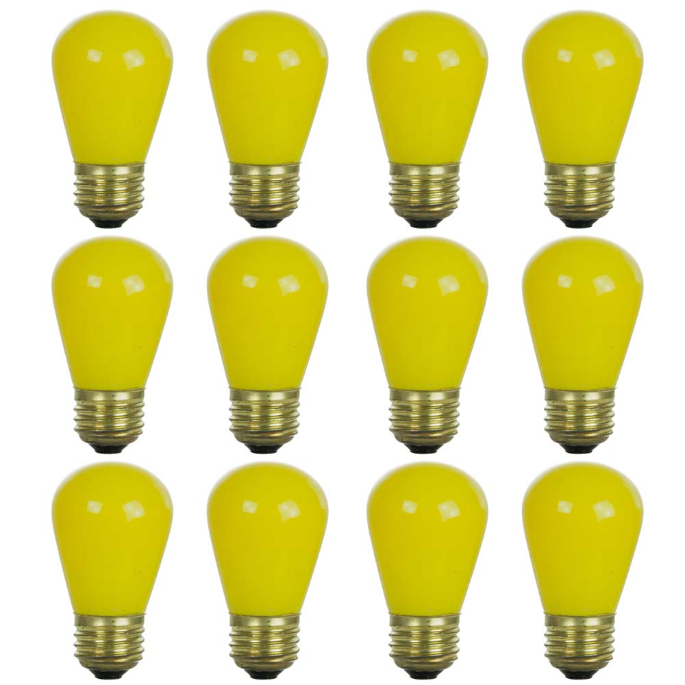 12Pk - Sunlite 11w S14 120v Ceramic Yellow Colored E26 Medium Base Light Bulb