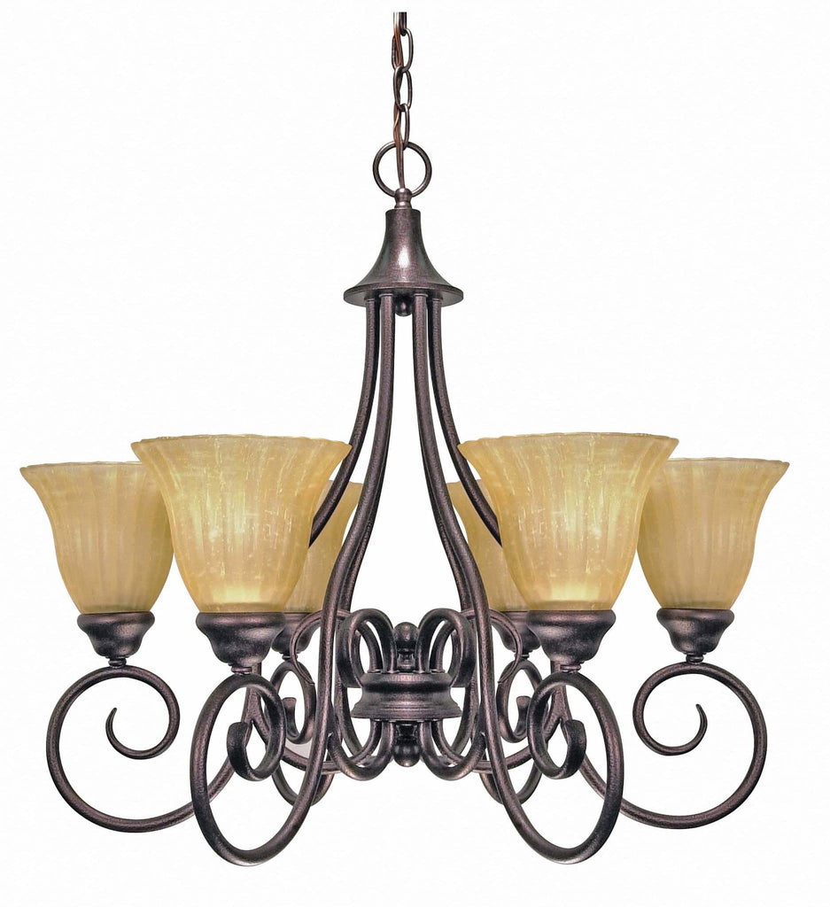 Nuvo Moulan - 6 Light - 25 inch - Chandelier - w/ Champagne Linen Washed Glass