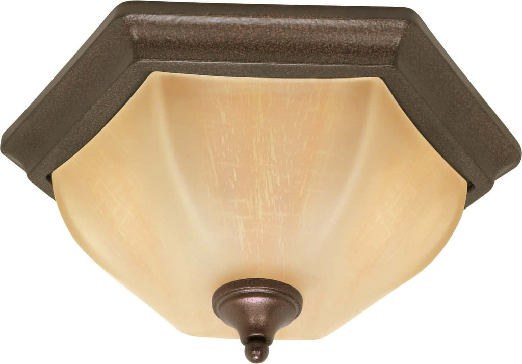 Nuvo Normandy - 2 Light  16 in - Flush Mount w/ Champagne Linen Washed Glass
