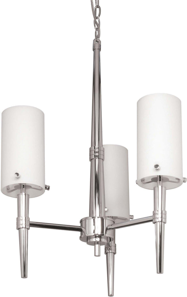 Nuvo Jet - 3 Light - 18 1/4 inch - Halogen Chandelier - w/ Satin White Glass - Lamps Included