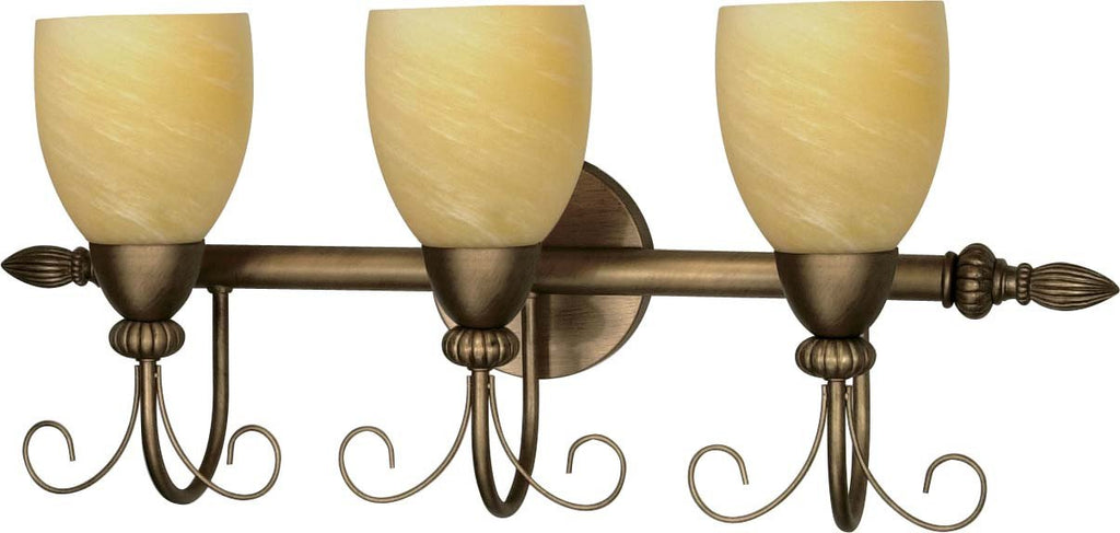 Nuvo Vanguard - 3 Light  25 in - Vanity w/ Gold Washed Alabaster Swirl Glass