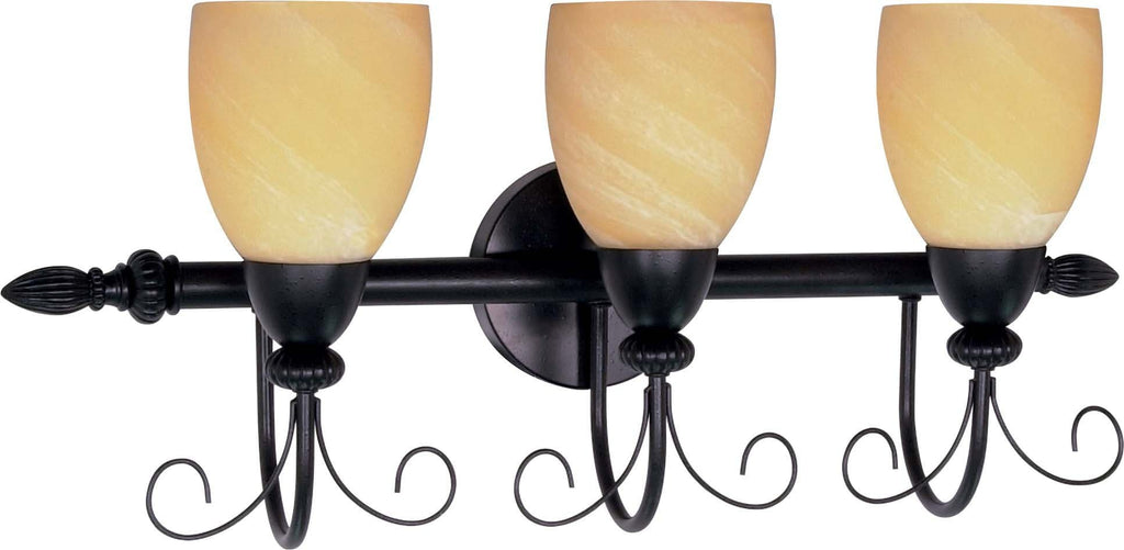 Nuvo Vanguard - 3 Light  25 in - Vanity w/ Gold Washed Alabaster Swirl Glass