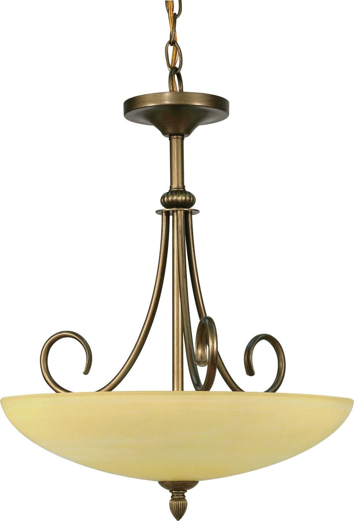 Nuvo Vanguard - 3 Light  16 in - Pendant  w/ Gold Washed Alabaster Swirl Glass