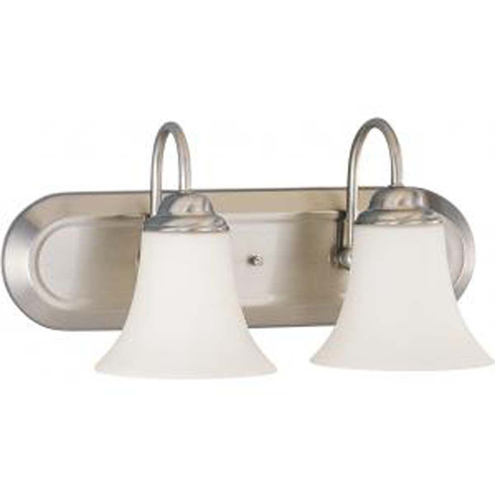 Nuvo Dupont 2-Light 4" Vanity Fixture w/ Satin White Glass in Brushed Nickel