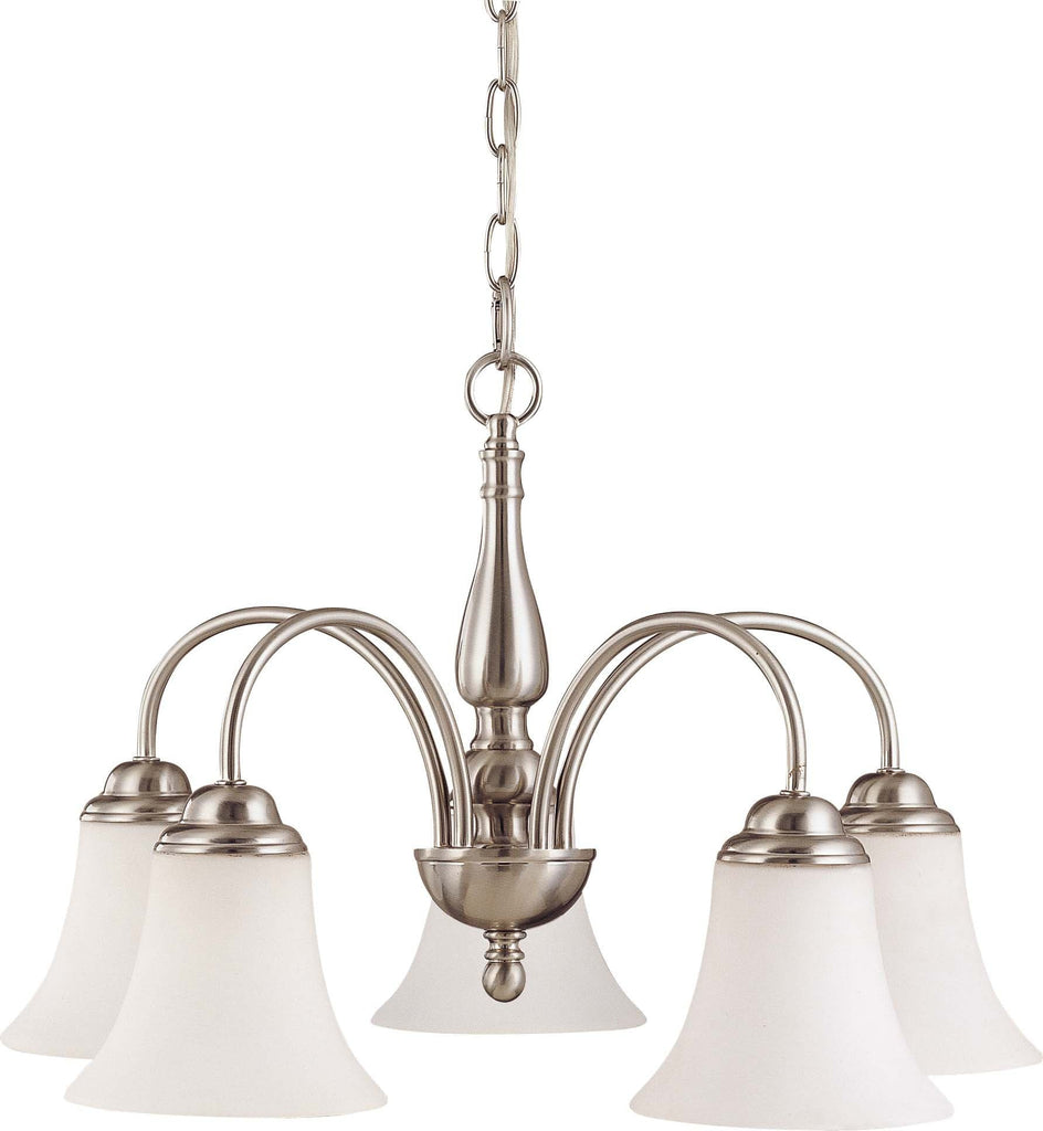 Nuvo Dupont ES - 5 light 21 in Chandelier w/ Satin White Glass - 13w GU24 Lamps