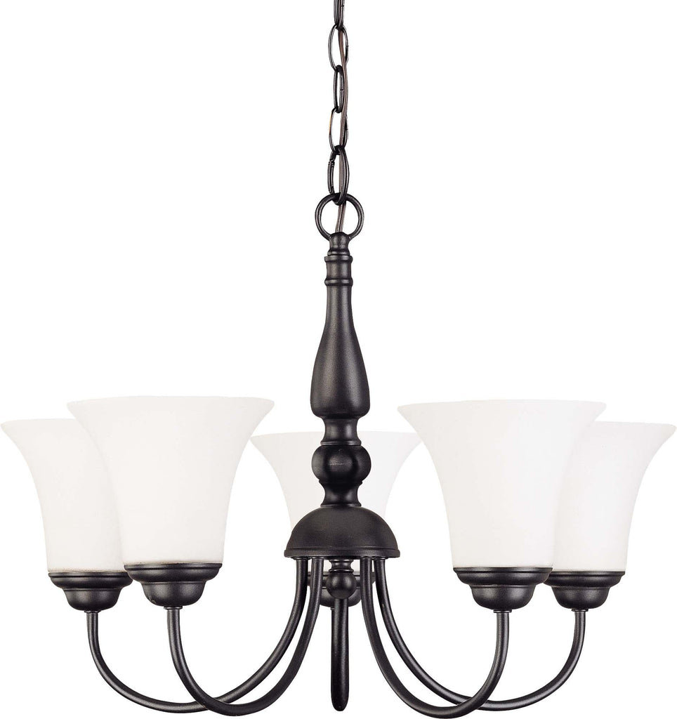 Nuvo Dupont ES - 5 light 21 inch Chandelier w/ Satin White Glass - 13w GU24 Lamps Included