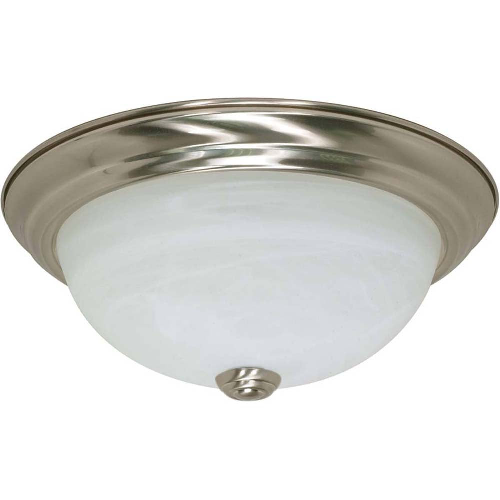 Nuvo 2-Light 11" Flush Mount Fixture w/ Alabaster Glass in Brushed Nickel Finish