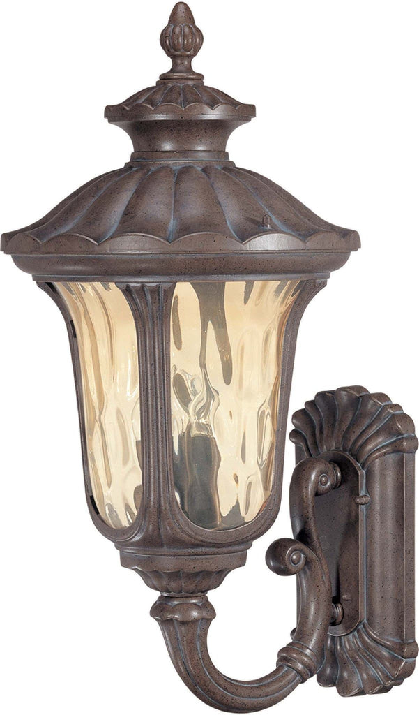 Nuvo Beaumont - 3 Light Large Wall Lantern- Arm Up w/ Amber Water Glass