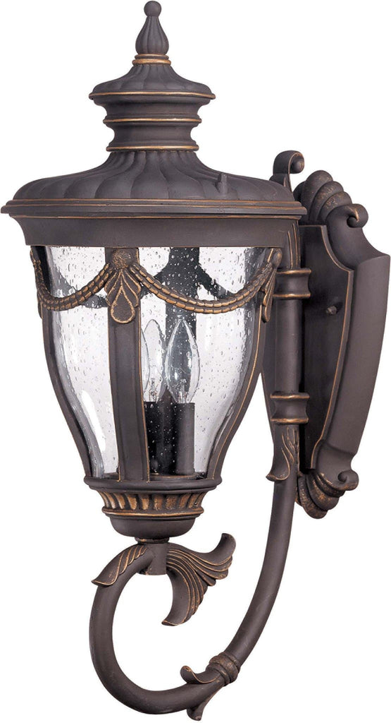 Nuvo Philippe - 3 Light Large Wall Lantern- Arm Up w/ Seeded Glass
