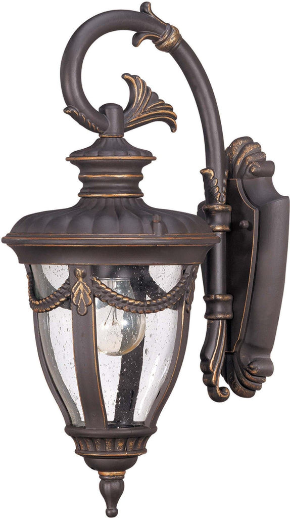 Nuvo Philippe - 1 Light Small Wall Lantern Arm Down w/ Seeded Glass