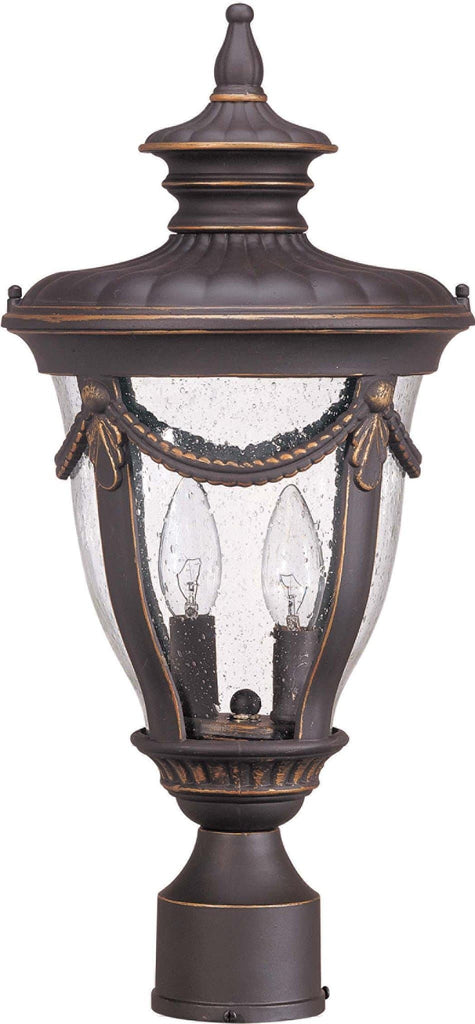 Nuvo Philippe - 2 Light Mid-Size Post Lantern w/ Seeded Glass