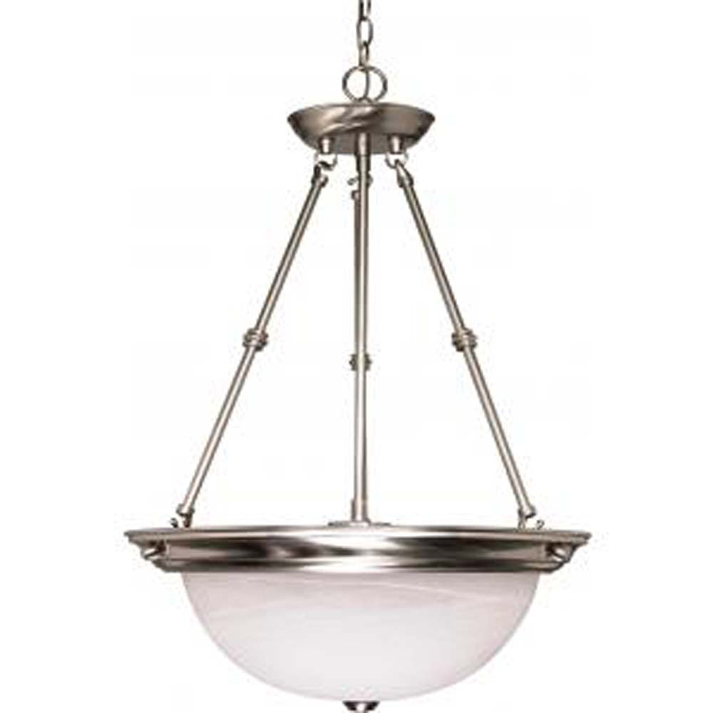 Nuvo 3-Light 20" Pendant Fixture w/ Alabaster Glass in Brushed Nickel Finish