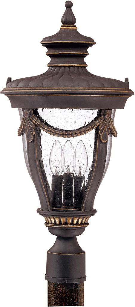 Nuvo Philippe - 3 Light Large Post Lantern w/ Seeded Glass