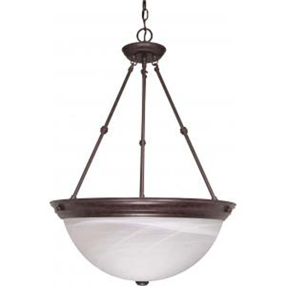 Nuvo 3-Light 20" Pendant Ceiling Fixture w/ Alabaster Glass in Old Bronze Finish