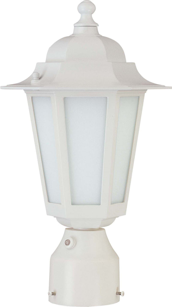 Nuvo Cornerstone ES, 1 Light 14in CFL Post Lantern w/Satin White Glass, 13w GU24