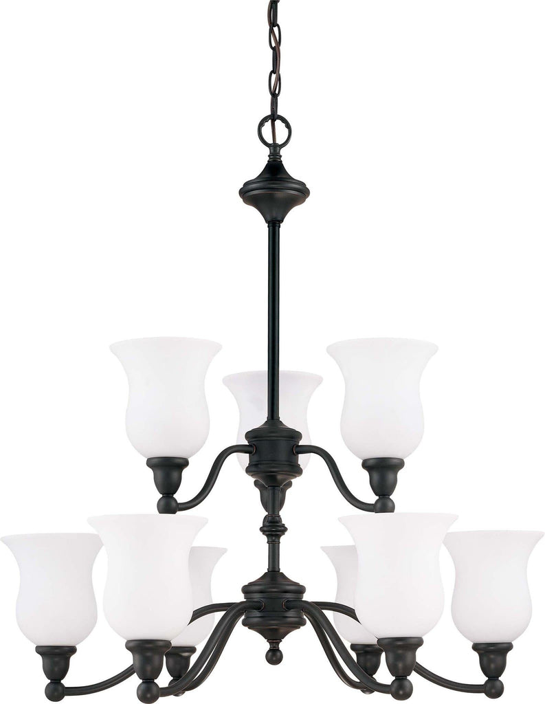 Nuvo Glenwood ES - 2 Tier 9 Light Chandelier w/ Satin White Glass - (Lamp Included)