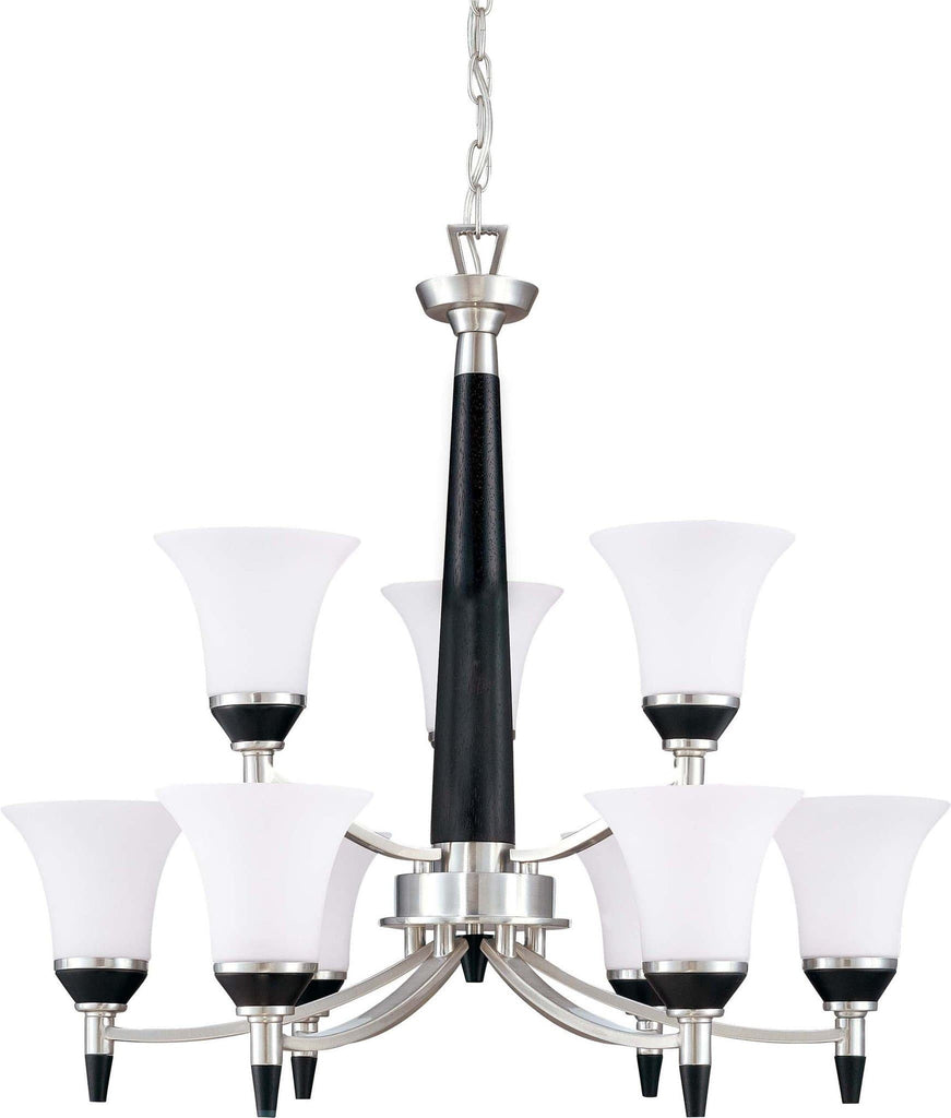 Nuvo Keen ES - 2 Tier 9 Light Chandelier w/ Satin White Glass - (Lamp Included)