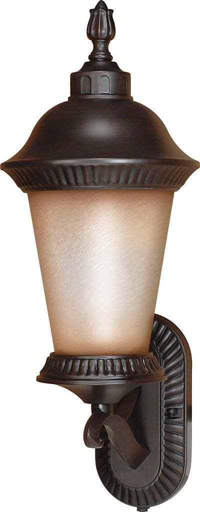 Nuvo Clarion ES - 9in 3 Light Wall Lantern Arm Up w/ Brushed Wheat Glass w/ Lamp