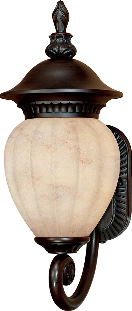 Nuvo Balun ES - 3 Light Wall Lantern Arm Up w/ Honey Marble Glass - with Lamp