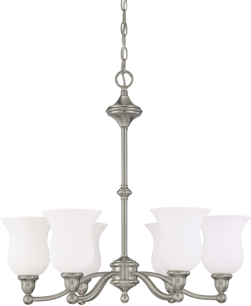 Nuvo Glenwood ES - 6 Light Chandelier w/ Satin White Glass - (Lamps Included)