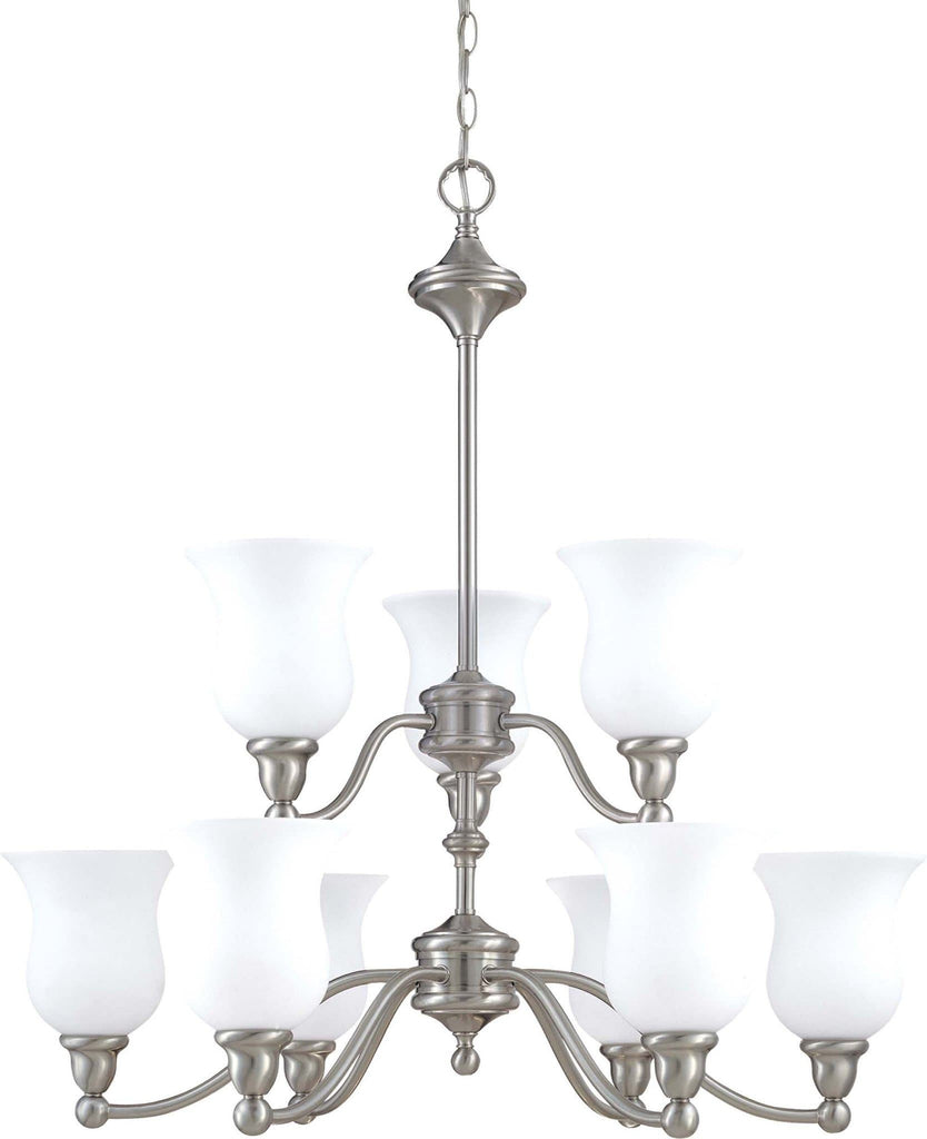 Nuvo Glenwood ES - 2 Tier 9 Light Chandelier w/ Satin White Glass - (Lamps Included)