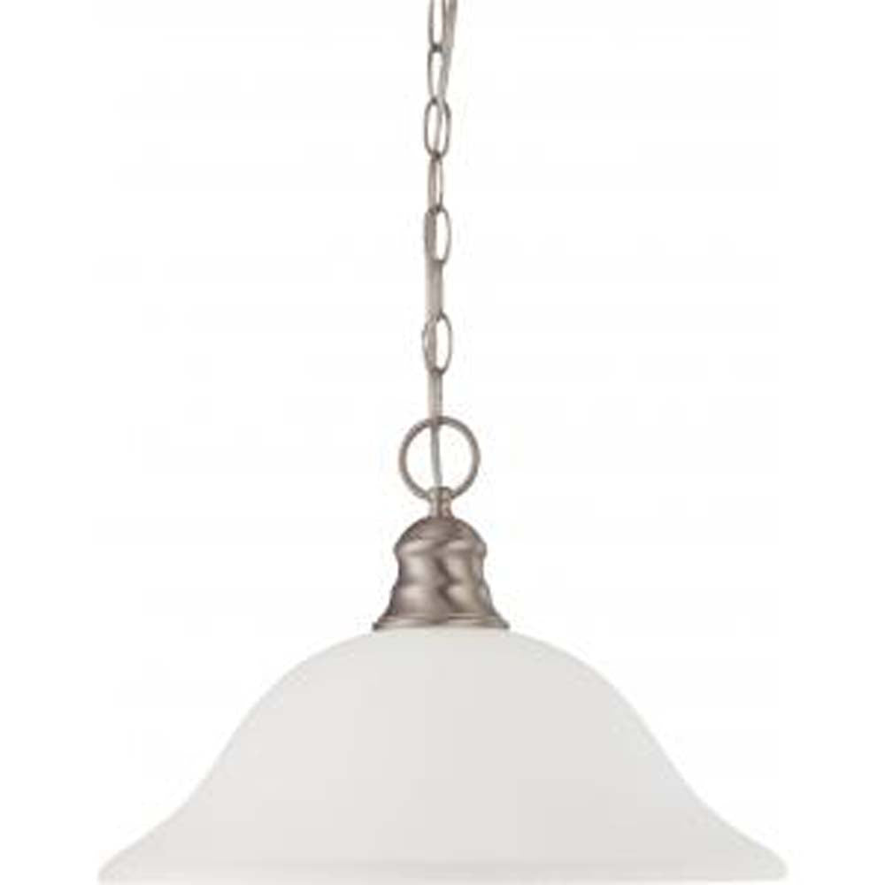 Nuvo 1-Light 16" Pendant Fixture w/ Frosted White Glass in Brushed Nickel
