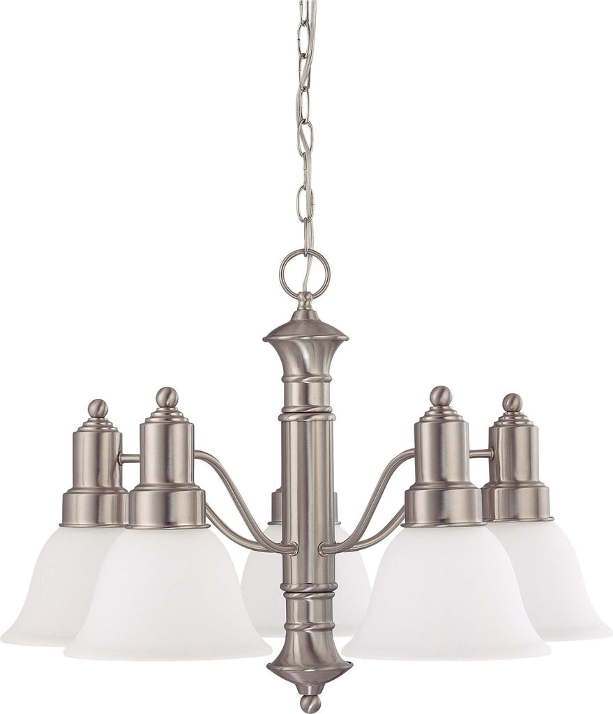 Nuvo Gotham ES - 5 Light 25 in Chandelier w/ Frosted White Glass, 13w GU24 Lamps