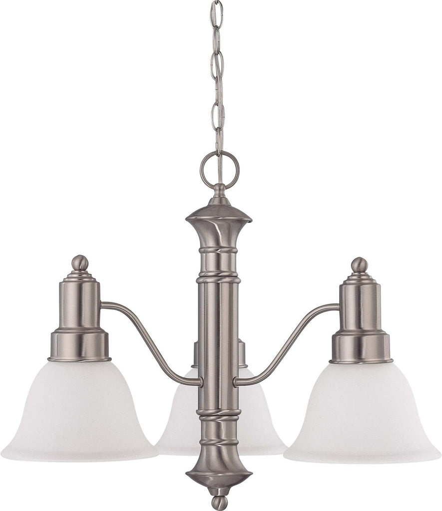Nuvo Gotham ES - 3 Light 23 inch Chandelier w/ Frosted White Glass - 13w GU24 Lamps Incl