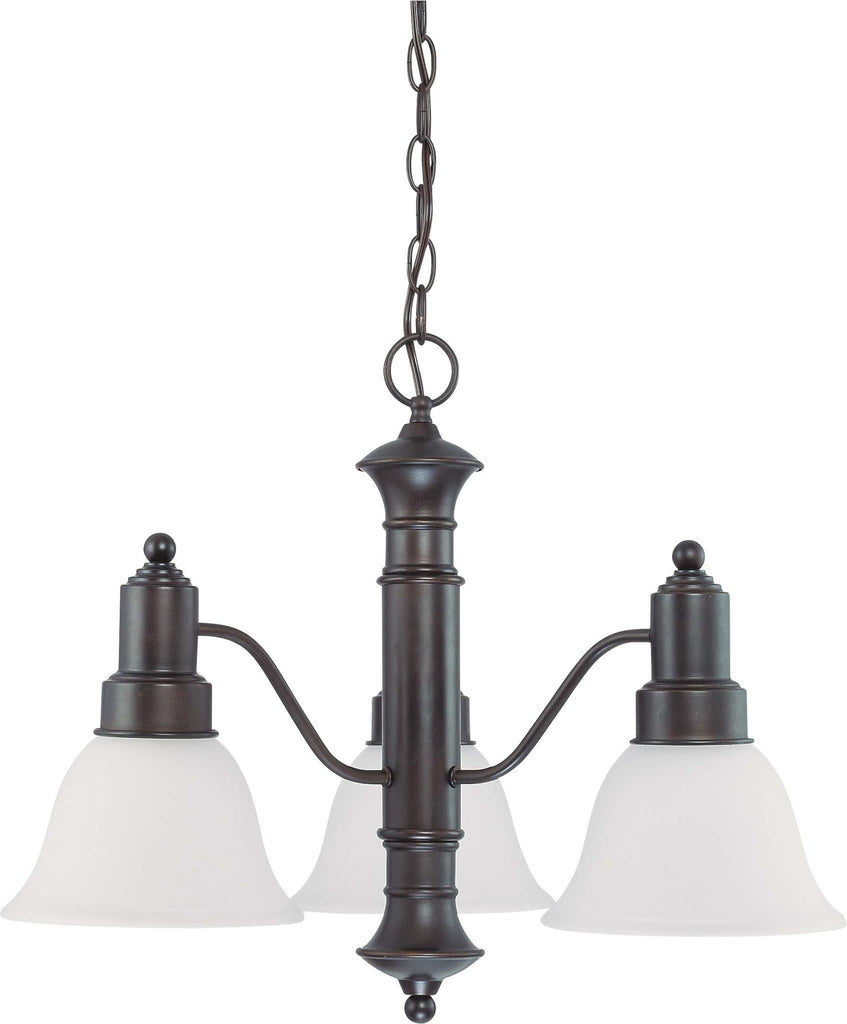 Nuvo Gotham ES - 3 Light 23 in Chandelier w/ Frosted White Glass, 13w GU24 Lamps
