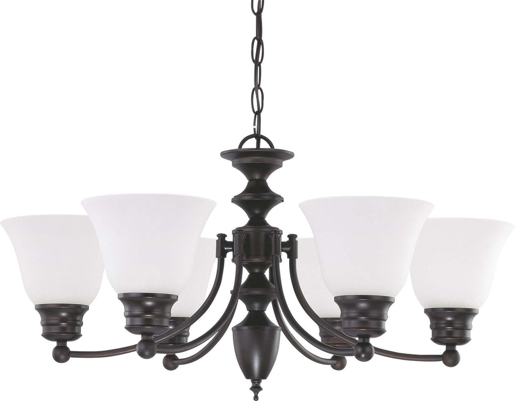 Nuvo Empire ES - 6 Light 26 in Chandelier w/ Frosted White Glass -13w GU24 Lamps
